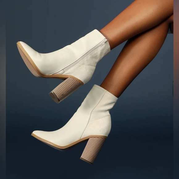 So Me Shoes - Lulu’s Essex Bone Mid-calf booties size 8